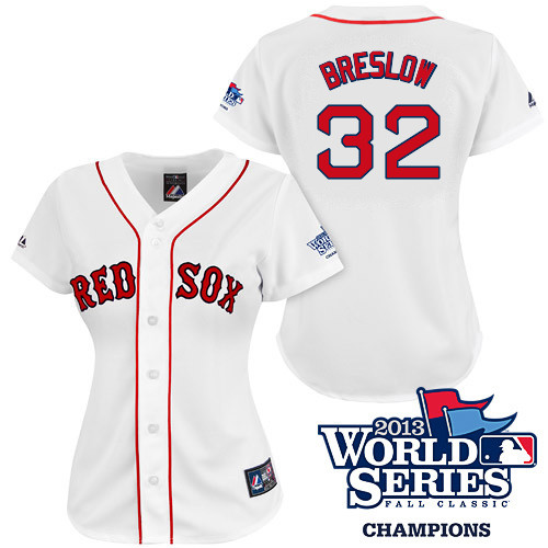 Craig Breslow #32 mlb Jersey-Boston Red Sox Women's Authentic 2013 World Series Champions Home White Baseball Jersey